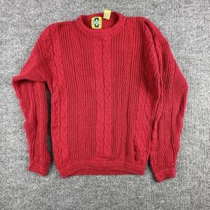 VTG Class‎ Club Sweater Womens M 12-14 Red Cable Knit Crew Neck Pullover Winter